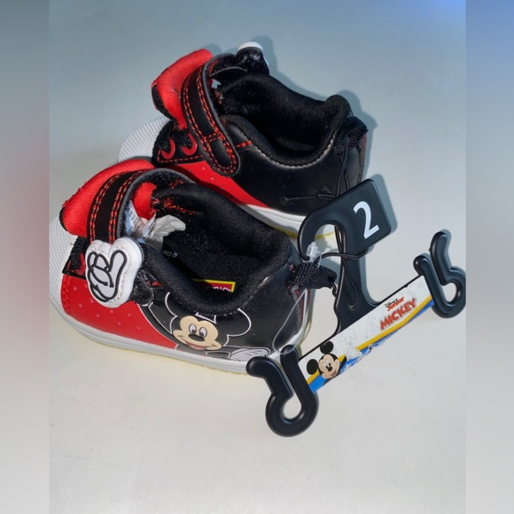 Mickey Mouse Disney Junior Size‎ 2 Red/Black Hook/Loop Closure Toddler Shoe